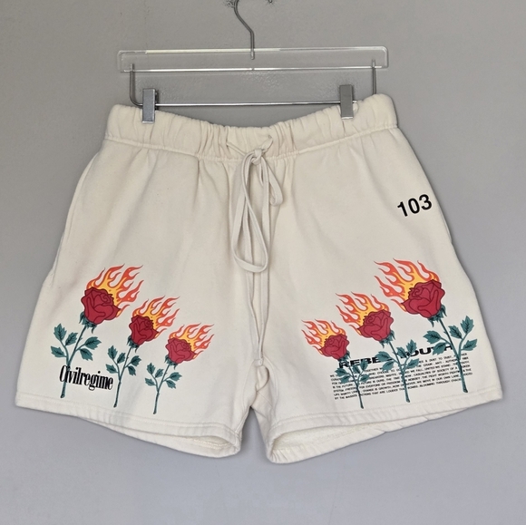 Civil Regime Limited Edition Sweat Shorts Cream Streetwear Urban Hip Hop Size XL - Picture 1 of 9